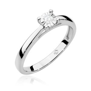 Pierścionek W0007 Diament Laboratoryjny 0,08ct białe złoto