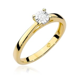 Pierścionek W0007 Diament Laboratoryjny 0,08ct żółte złoto