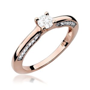Pierścionek W0009 Diament Laboratoryjny 0,30ct różowe złoto