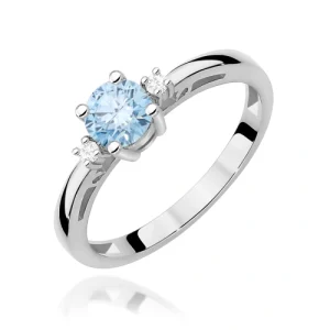 Pierścionek W0010 Diament Laboratoryjny niebieski 0,50ct białe złoto