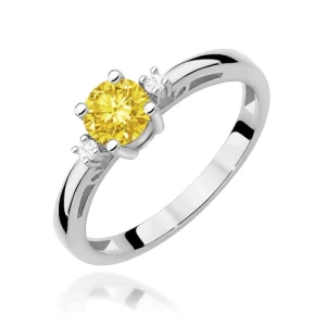 Pierścionek W0010 Diament laboratoryjny żółty 0,50 ct białe złoto