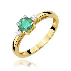 Pierścionek W0010 Szmaragd 0,50ct żółte złoto