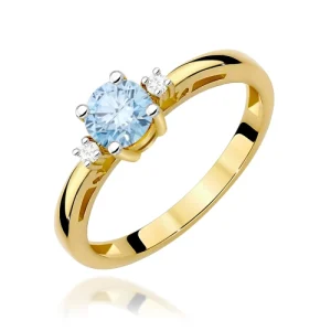Pierścionek W0010 Diament laboratoryjny niebieski 0,50ct żółte złoto