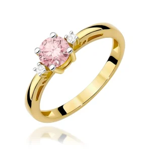 Pierścionek W0010 Diament laboratoryjny różowy 0,50ct żółte złoto