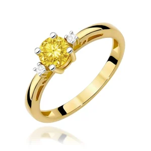 Pierścionek W0010 Diament laboratoryjny żółty 0,50ct żółte złoto