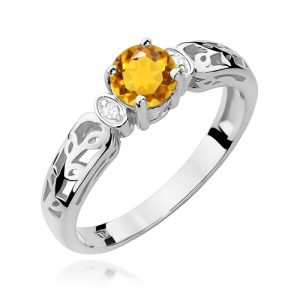 Pierścionek W0014 Cytryn 0,50ct białe złoto