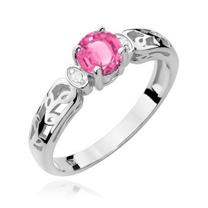 Pierścionek W0014 Różowy Topaz 0,60ct białe złoto
