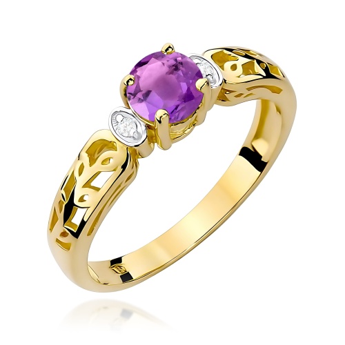 Pierścionek W0014 Ametyst 0,50ct żółte złoto