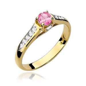 Pierścionek W0016 Różowy Topaz 0,30ct żółte złoto