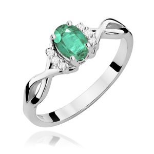 Pierścionek W0019 Szmaragd 0,40ct białe złoto