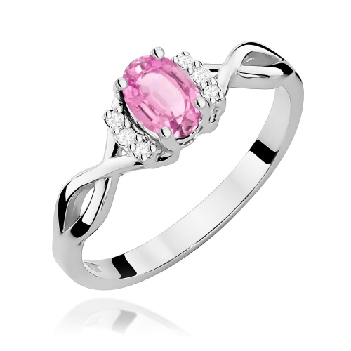 Pierścionek W0019 Różowy Szafir 0,45ct białe złoto