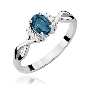Pierścionek W0019 Topaz London Blue 0,50ct białe złoto