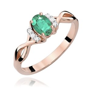 Pierścionek W0019 Szmaragd 0,40ct różowe złoto