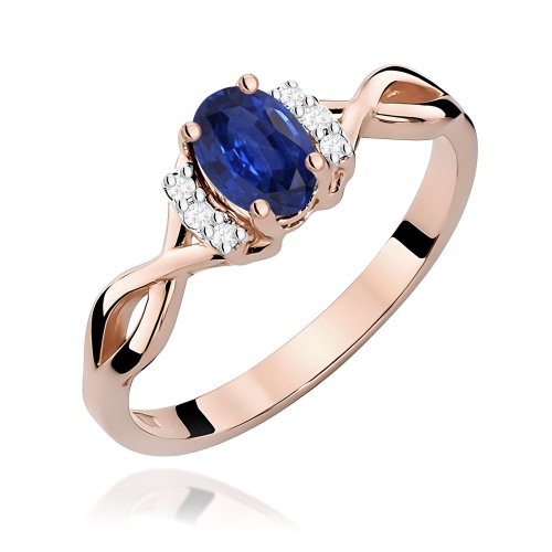 Pierścionek W0019 Szafir 0,70ct różowe złoto