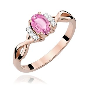 Pierścionek W0019 Różowy Szafir 0,45ct różowe złoto