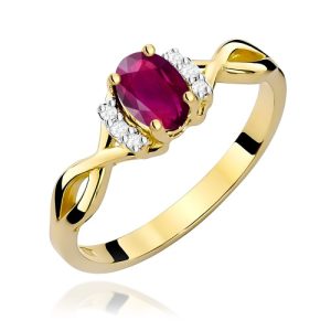Pierścionek W0019 Rodolit 0,50ct żółte złoto