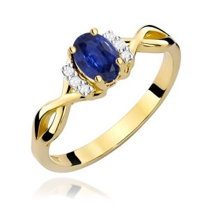 Pierścionek W0019 Szafir 0,70ct żółte złoto