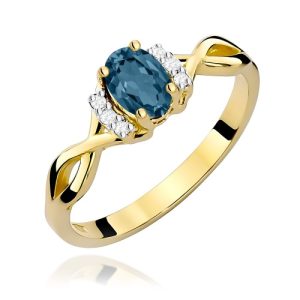 Pierścionek W0019 Topaz London Blue 0,50ct żółte złoto