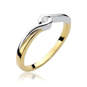 Pierścionek W0027 Diament 0,05ct żółte złoto