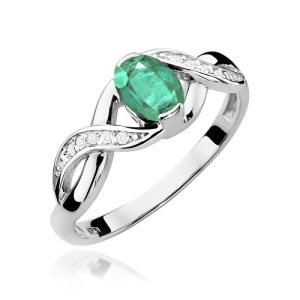 Pierścionek W0028 Szmaragd 0,40ct białe złoto