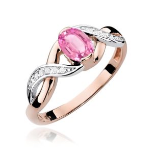 Pierścionek W0028 Różowy Szafir 0,45ct różowe złoto