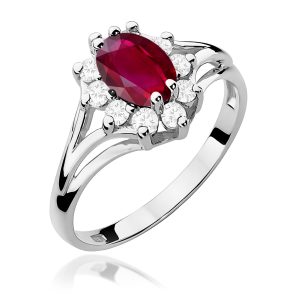 Pierścionek W0037 Rubin 1,00ct białe złoto