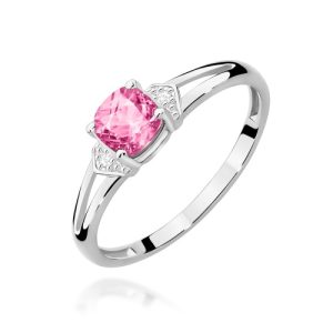 Pierścionek W0039 Różowy Topaz 0,65ct białe złoto