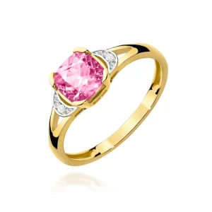 Pierścionek W0040 Różowy Topaz 1,10ct żółte złoto
