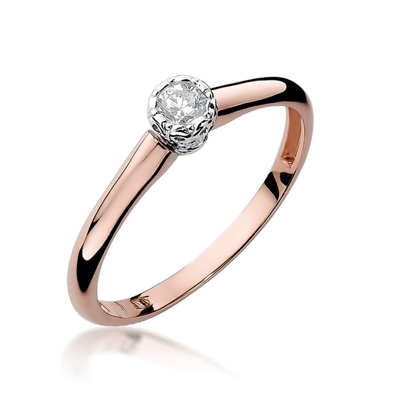 Pierścionek W0042 Diament 0,13ct różowe złoto