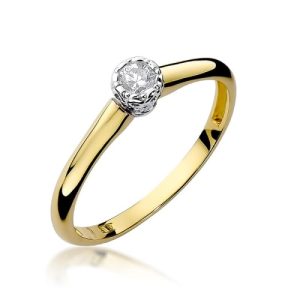 Pierścionek W0042 Diament 0,13ct żółte złoto