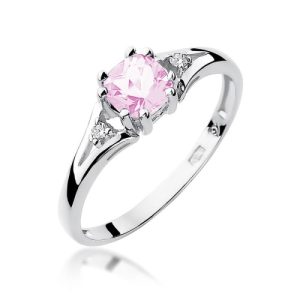 Pierścionek W0044 Różowy Topaz 0,65ct białe złoto