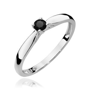 Pierścionek W0045 Czarny Diament 0,12ct białe złoto