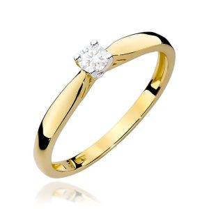 Pierścionek W0045 Diament 0,10ct żółte złoto