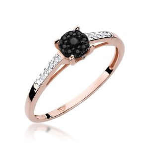 Pierścionek W0055 Czarny Diament 0,04ct różowe złoto