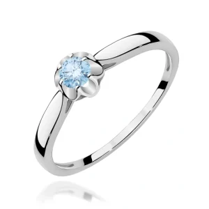 Pierścionek W0062 Diament Laboratoryjny niebieski 0,15ct białe złoto