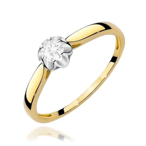 Pierścionek W0062 Diament Laboratoryjny 0,15ct żółte złoto