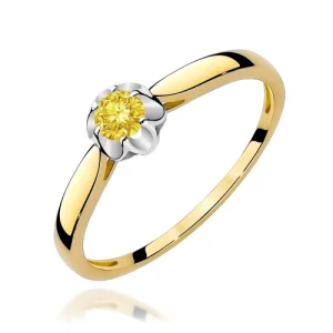 Pierścionek W0062 Diament Laboratoryjny żółty 0,15ct żółte złoto