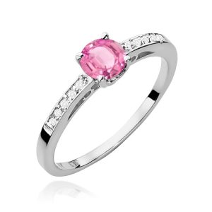 Pierścionek W0066 Różowy Topaz 0,60ct białe złoto