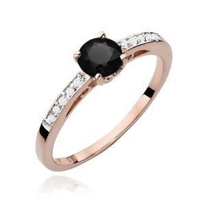 Pierścionek W0066 Czarny Diament 0,50ct różowe złoto