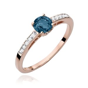 Pierścionek W0066 Topaz London Blue 0,50ct różowe złoto