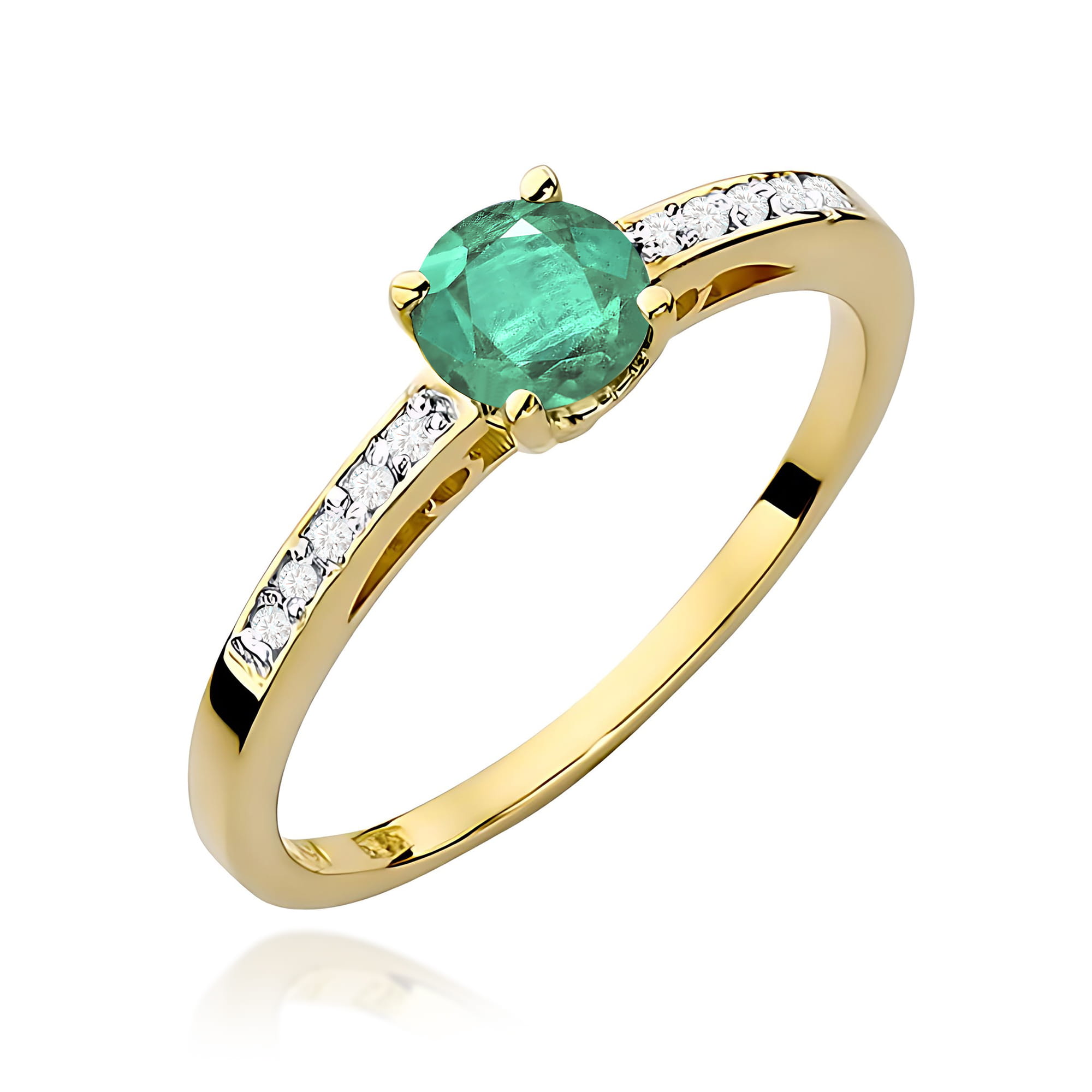 Pierścionek W0066 Szmaragd 0,50ct żółte złoto
