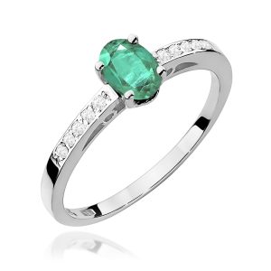 Pierścionek W0067 Szmaragd 0,40ct białe złoto