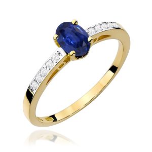 Pierścionek W0067 Szafir 0,70ct żółte złoto