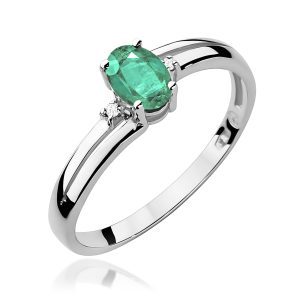 Pierścionek W0068 Szmaragd 0,40ct białe złoto