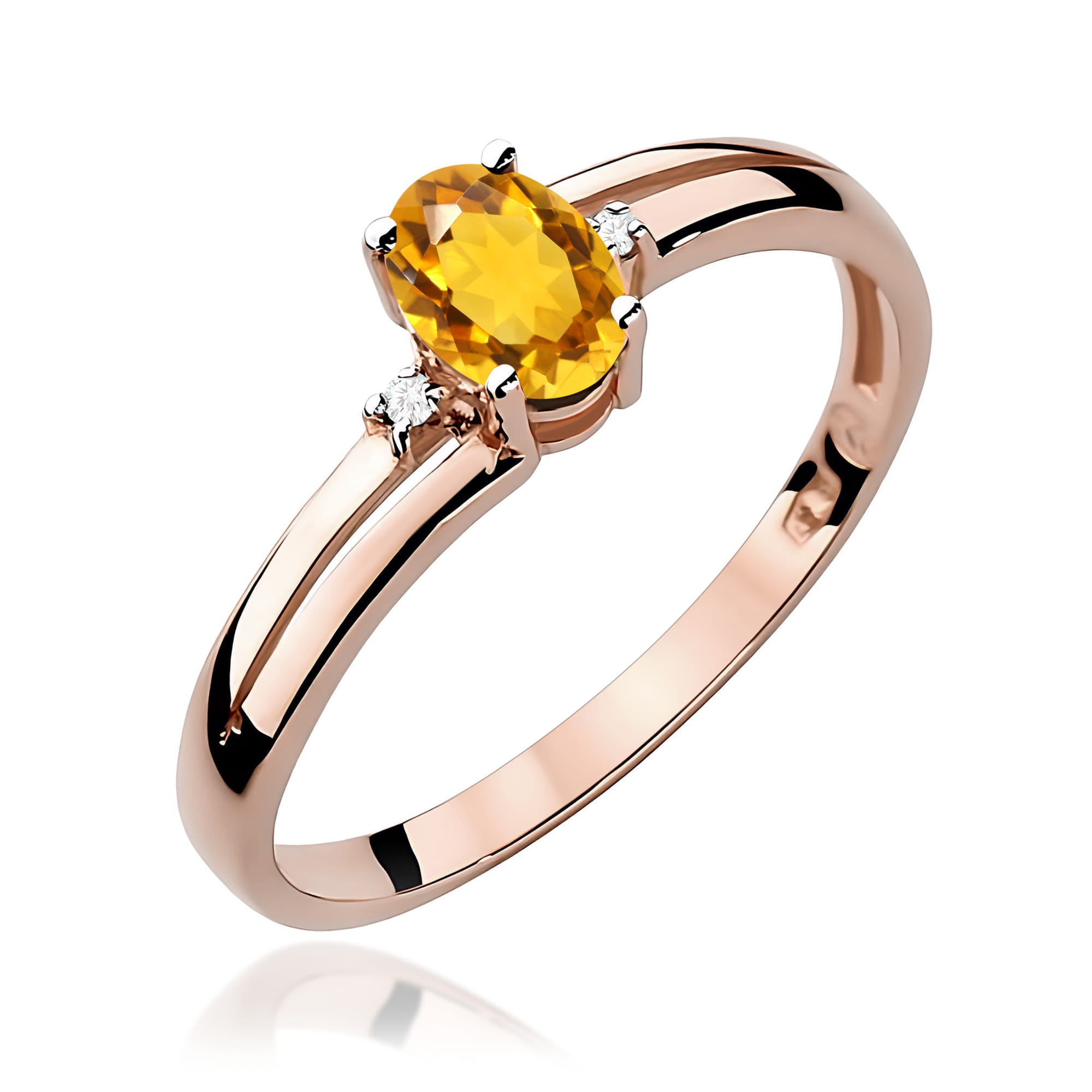 Pierścionek W0068 Cytryn 0,60ct różowe złoto