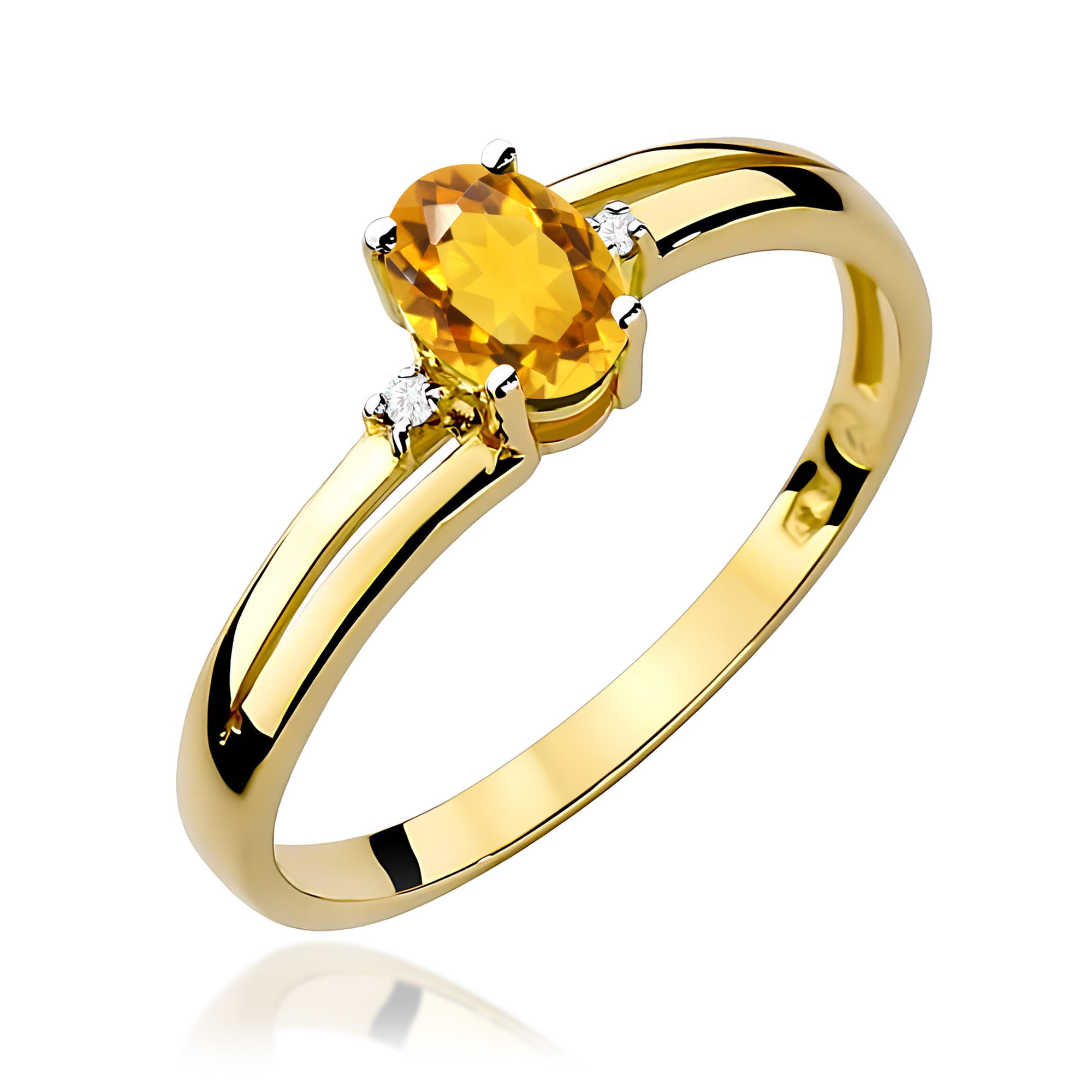 Pierścionek W0068 Cytryn 0,60ct żółte złoto