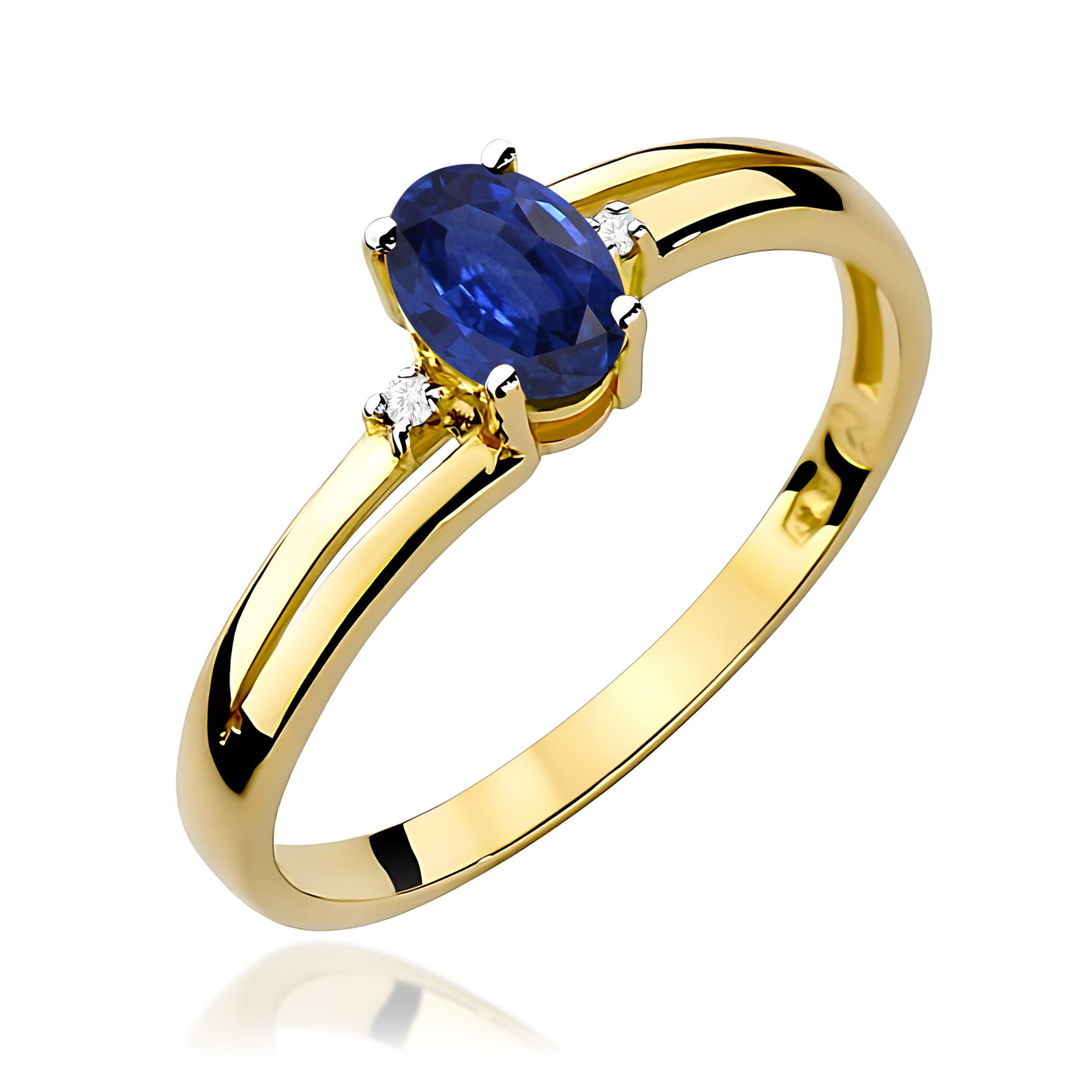 Pierścionek W0068 Szafir 0,70ct żółte złoto