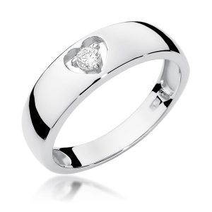 Pierścionek W0071 Diament 0,10ct białe złoto