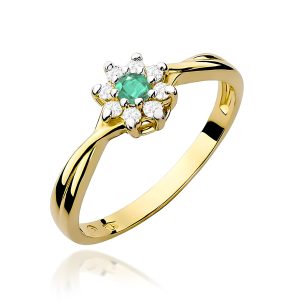 Pierścionek W0072 Szmaragd 0,15ct żółte złoto