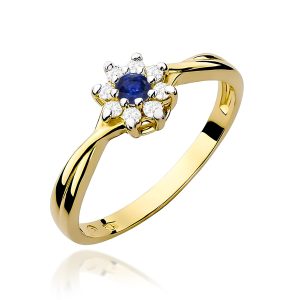 Pierścionek W0072 Szafir 0,15ct żółte złoto